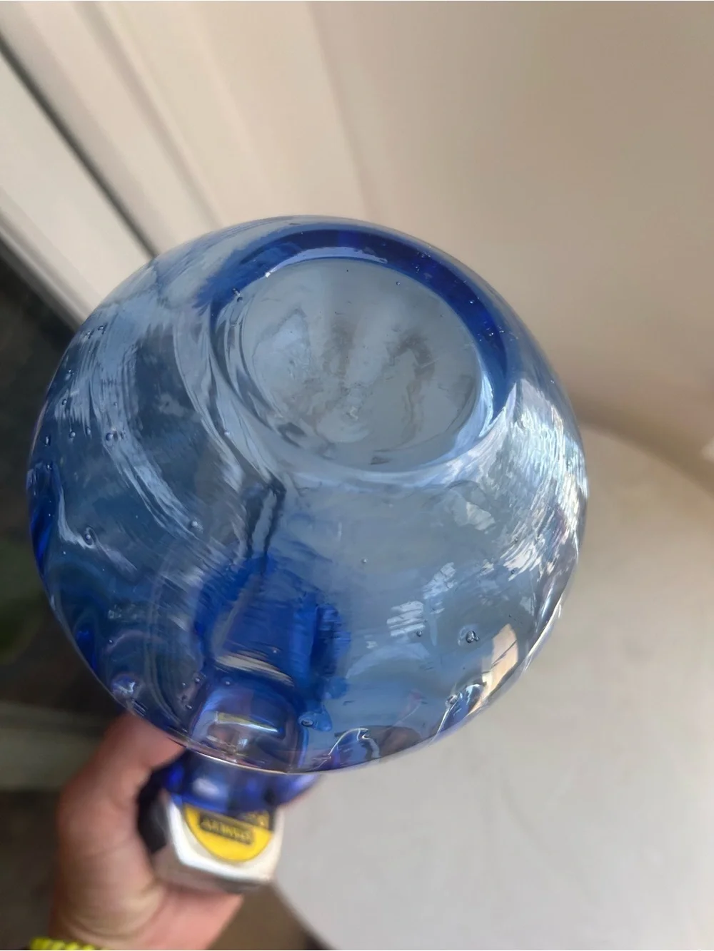 MCM European blue cobalt vase w ribbed & ruffled texture & pulegoso use
